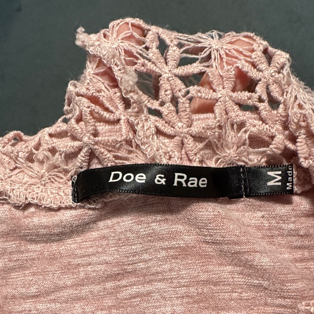Doe & Rae Women's Pink Hoodie with Lace Detail - Picture 6 of 6